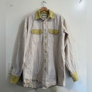 the Stronghold Unlined Striped Button-Down Shirt with Yellow Trim - Men's